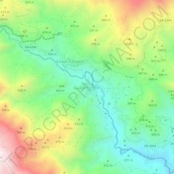 Guájar Fondón topographic map, elevation, terrain