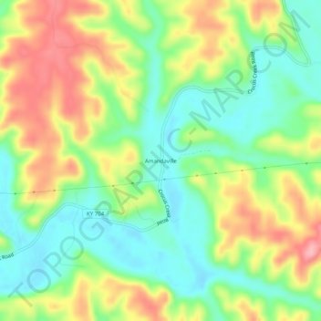 Amandaville topographic map, elevation, terrain
