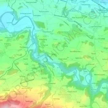 Eggen topographic map, elevation, terrain