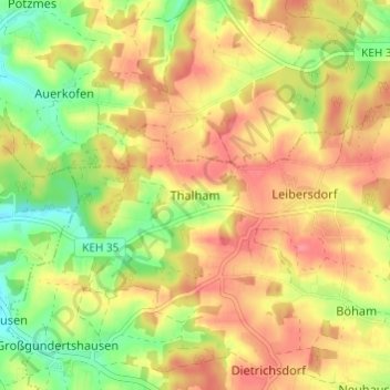 Thalham topographic map, elevation, terrain