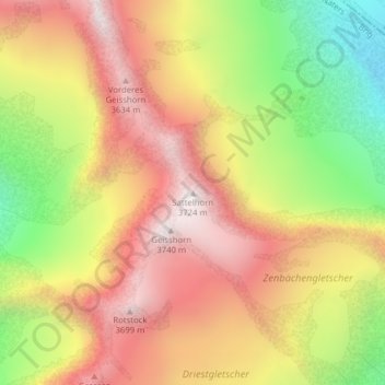 Sattelhorn topographic map, elevation, terrain