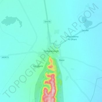 Todaraisingh topographic map, elevation, terrain