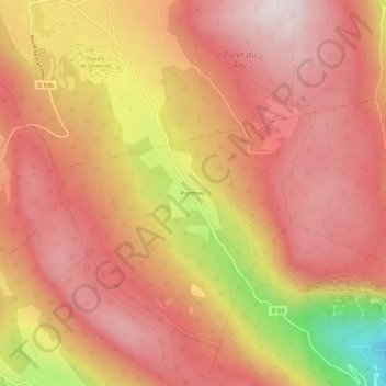 Ponthieu topographic map, elevation, terrain