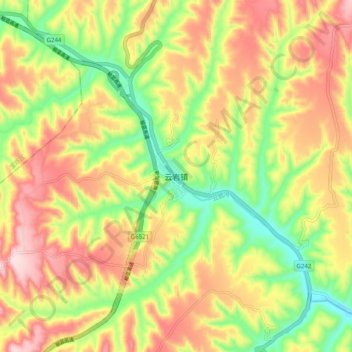 云岩镇 topographic map, elevation, terrain