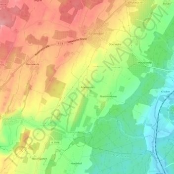 Adelsreute topographic map, elevation, terrain