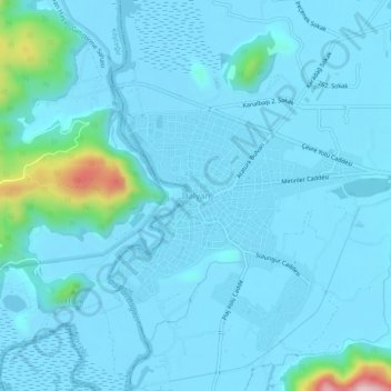 Dalyan topographic map, elevation, terrain