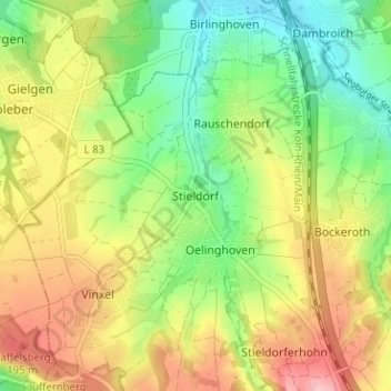 Stieldorf topographic map, elevation, terrain