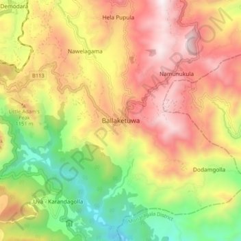 Ballaketuwa topographic map, elevation, terrain