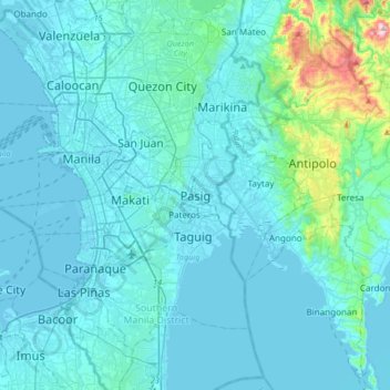 Pasig topographic map, elevation, terrain