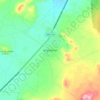 Singuilucan topographic map, elevation, terrain