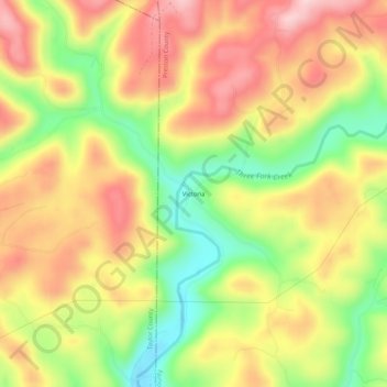 Victoria topographic map, elevation, terrain