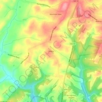 Shipley topographic map, elevation, terrain