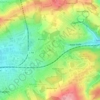 Rote Berge topographic map, elevation, terrain
