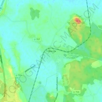 Tillberga topographic map, elevation, terrain