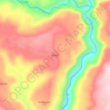 Villano topographic map, elevation, terrain