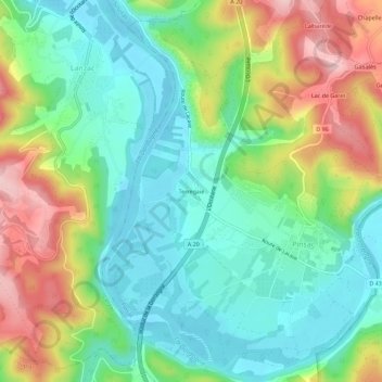 Terregaie topographic map, elevation, terrain