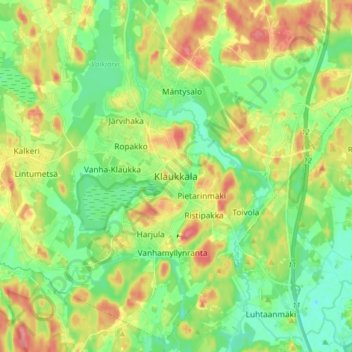 Klaukkala topographic map, elevation, terrain