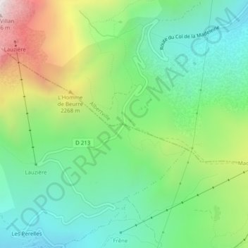 Col de la Madeleine topographic map, elevation, terrain