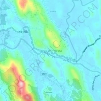 Kurugammodara topographic map, elevation, terrain