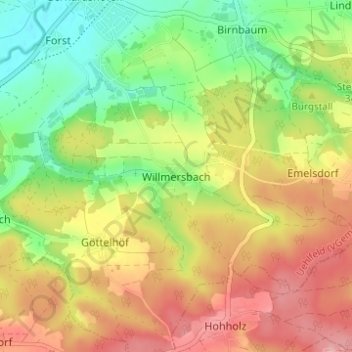 Willmersbach topographic map, elevation, terrain