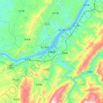 Fengdu topographic map, elevation, terrain