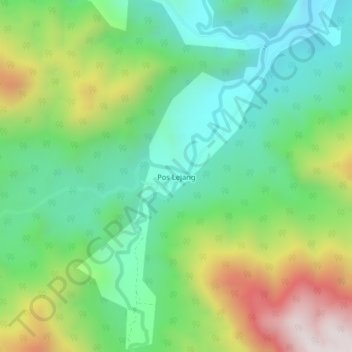 Pos Lejang topographic map, elevation, terrain