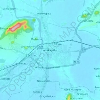 Anakapalle topographic map, elevation, terrain