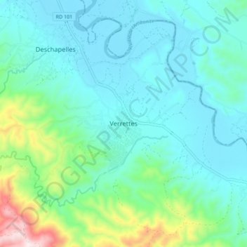 Verrettes topographic map, elevation, terrain