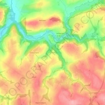 Lanvorien topographic map, elevation, terrain