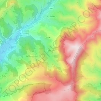 Le Pouget topographic map, elevation, terrain