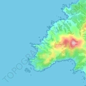 Caleta Chome topographic map, elevation, terrain