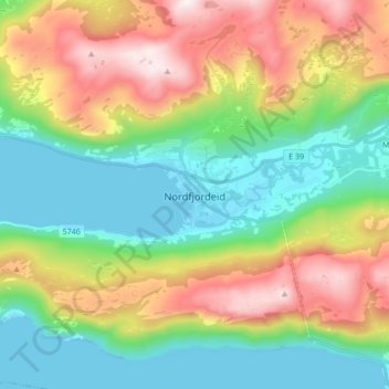 Nordfjordeid topographic map, elevation, terrain