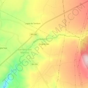 Gado Bravo topographic map, elevation, terrain