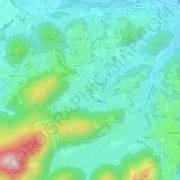 Teillo topographic map, elevation, terrain