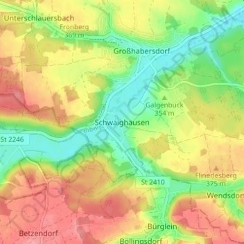 Schwaighausen topographic map, elevation, terrain