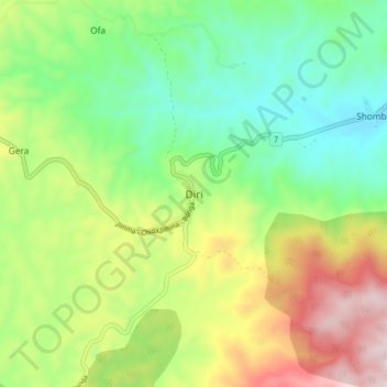 Diri topographic map, elevation, terrain