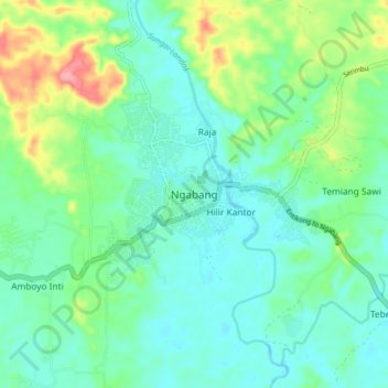 Ngabang topographic map, elevation, terrain