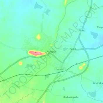Armoor topographic map, elevation, terrain