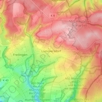 Lommersdorf topographic map, elevation, terrain