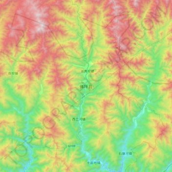佛坪县 topographic map, elevation, terrain