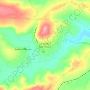 San Bartolo Ozocalpan topographic map, elevation, terrain