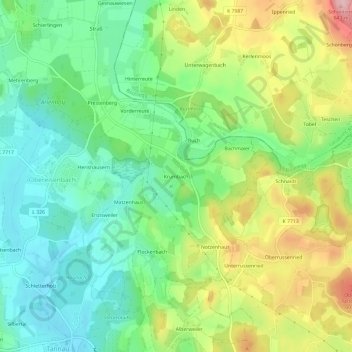 Krumbach topographic map, elevation, terrain