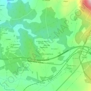 A Reborica topographic map, elevation, terrain
