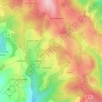 Lutte topographic map, elevation, terrain
