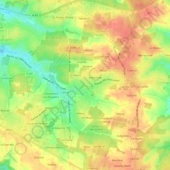 Guignan topographic map, elevation, terrain