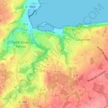 Lannec Vihan topographic map, elevation, terrain