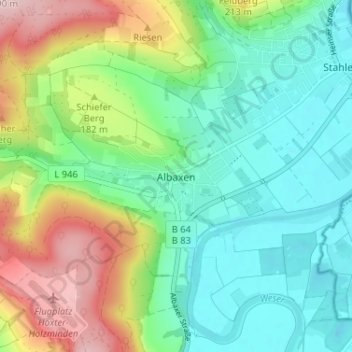 Albaxen topographic map, elevation, terrain