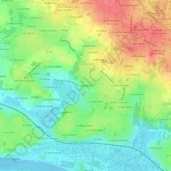 La Bazillière topographic map, elevation, terrain