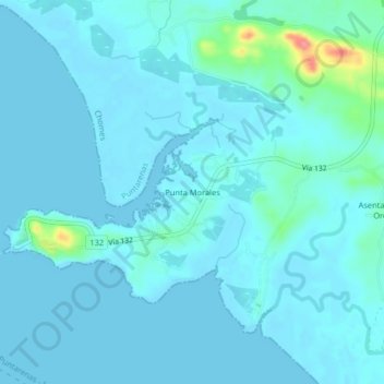 Punta Morales topographic map, elevation, terrain