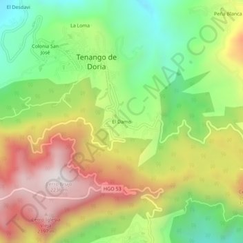 El Damo topographic map, elevation, terrain